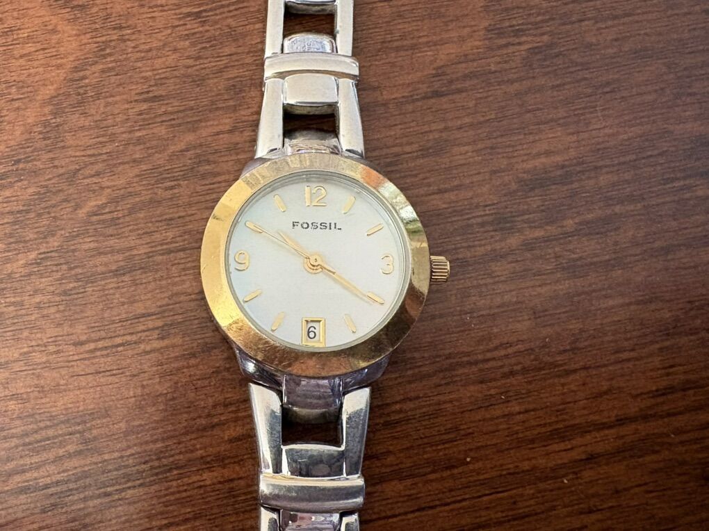 Fossil Watch Silver W/ Gold Around Face