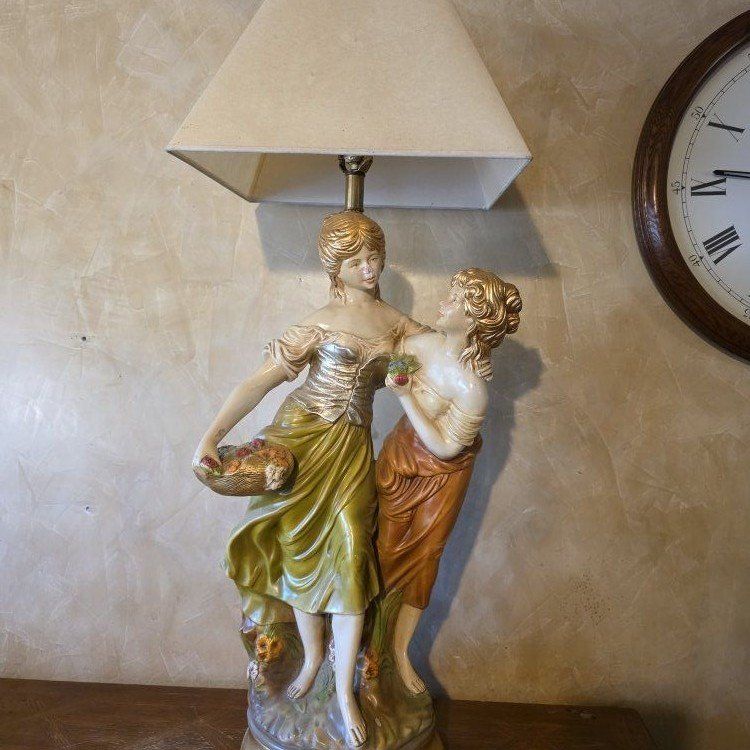 Vintage 44" Art Nouveau Statue Table Lamp - Works