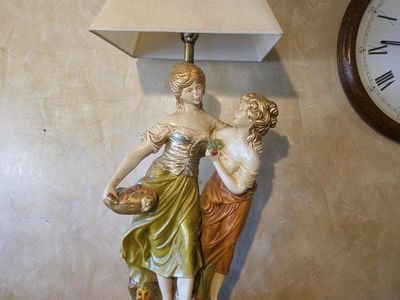 Vintage 44" Art Nouveau Statue Table Lamp - Works