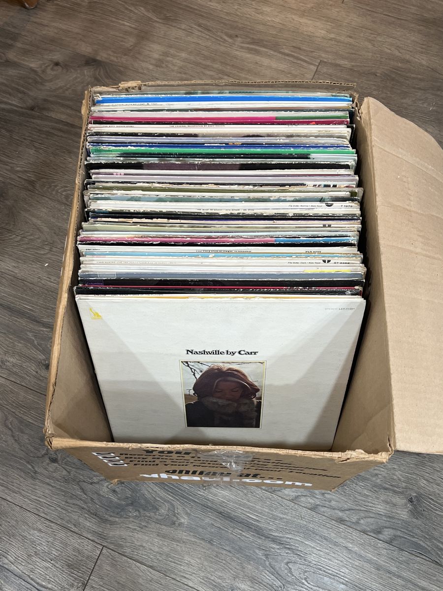 Old box of vinyl records