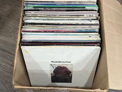 Old box of vinyl records