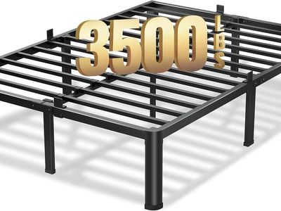 18 Inch Full Size Bed Frame, Heavy Duty Metal Platform with Round Corner Legs Mattress Slide Stopper, Noise free