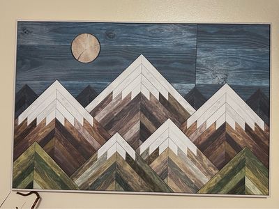 Birdhaus Design 36x24 Framed Mountain Landscape Wall Art Canvas, Wood Look, Nature Decor Cash Only