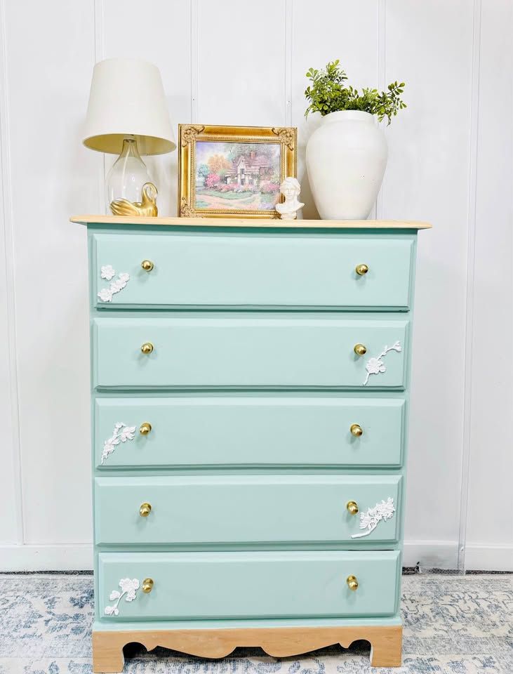 Modern Boho Chic 5 Drawer Dresser | Boho 5 Drawer Chest | Modern Dresser