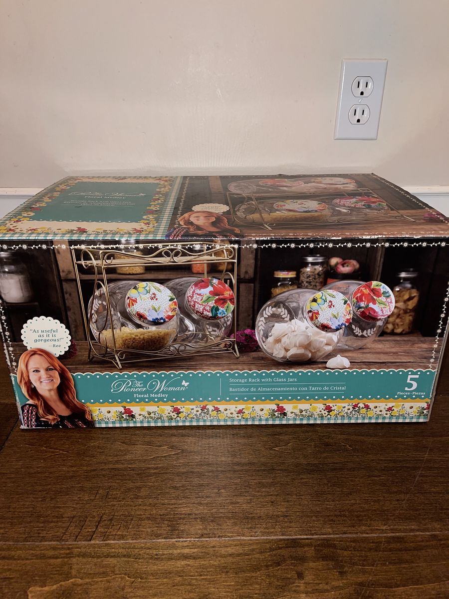 Pioneer Woman Floral Medley Storage Rack & Jars