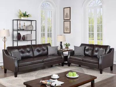 NEW Leather SOFA and LOVESEAT with PILLOWS - NEW IN BOX