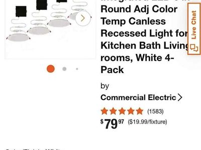 Commercial Electric 4-Pack 6in Ultra Slim LED Color Changing Recessed Lights, Dimmable, Wet Rated