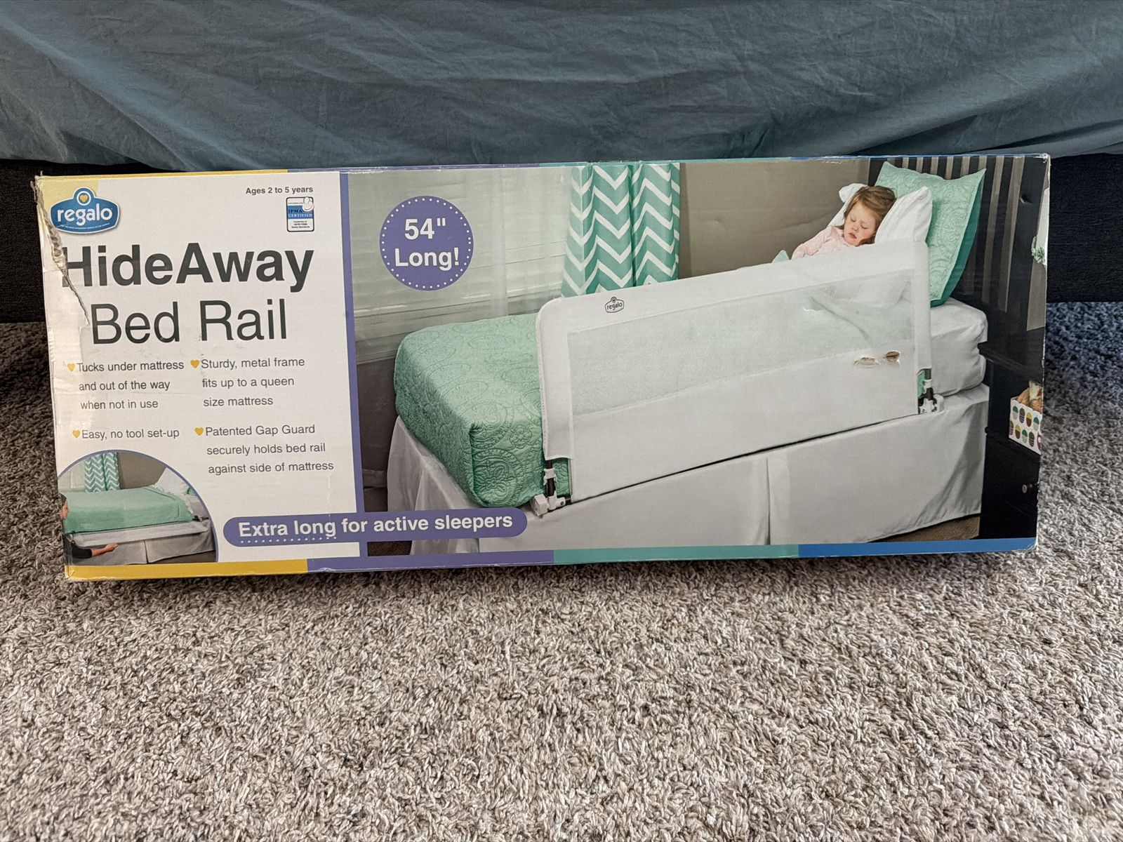 Regalo HideAway 54" Bed Rail - Extra Long, Patented Gap Guard, No Tool Setup