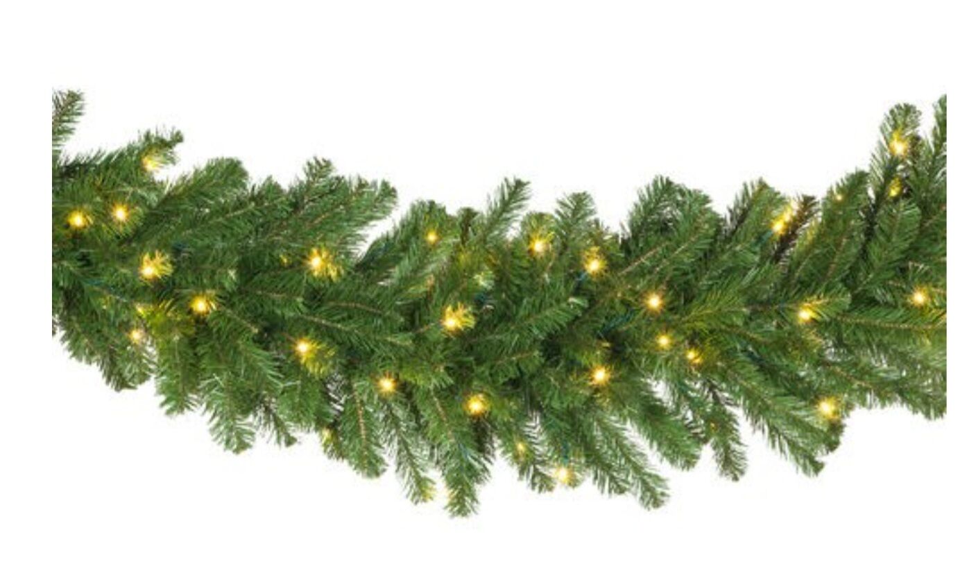 New in Box Olympia Pine Prelit Commercial LED Holiday Garland, Warm White LED Lights, 9ftx18"