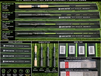 NEW Dark Matter John Skinner Fishing Rods – Spinning & Casting – Multiple Models Available #394