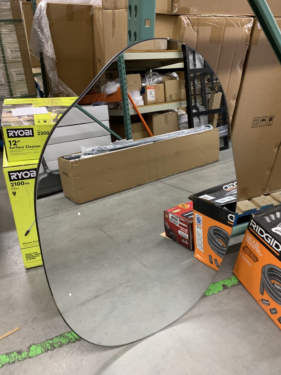 XRAMFY 26 in. W x 38 in. H Irregular Modern Frameless MDF Wall Mirror