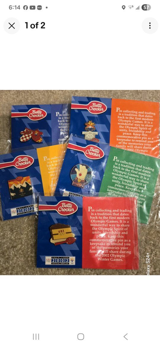 LOT/5 SET 2002 SALT LAKE CITY BETTY CROCKER PINS