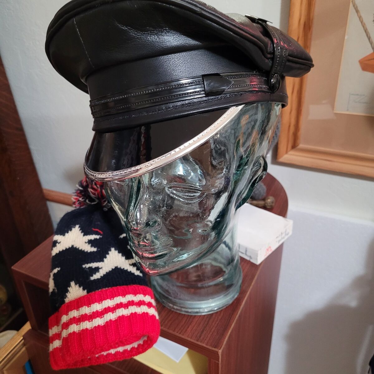 Black Leather Muir Biker Hat