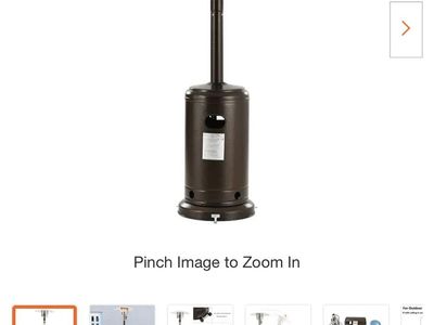 Outdoor Patio Heater, Dark Bronze, Propane, with Wheels and Anti-Tilt Safety Shut-Off