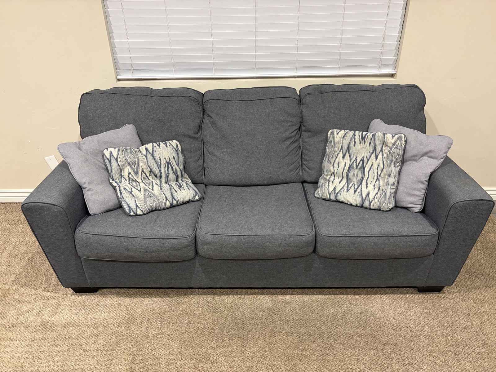 Dark Gray 3-Seater Fabric Sofa - Excellent Condition Couch