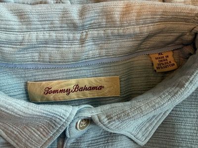 Tommy Bahama Men's XL Light Blue Silk Blend Short Sleeve Polo Shirt - Regular Fit