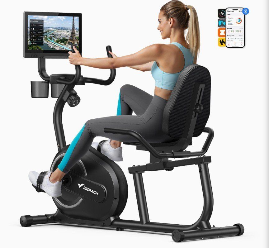 NEW MERACH S08B3 Recumbent Exercise Bike with 15.6 Inch HD Display