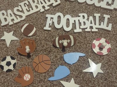 baseball soccer, football kids room decor.