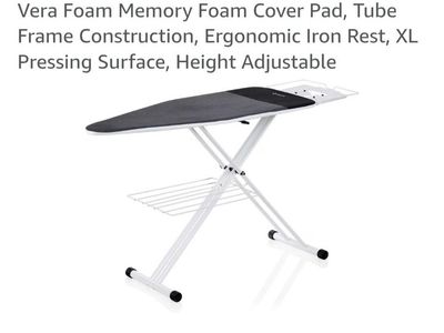 Reliable Ironing Board with Iron Rest, Charcoal Cover, Height Adjustable Frame