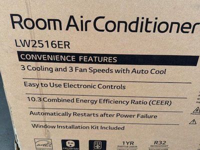 LG LW2516ER Room Air Conditioner - 3 Cooling/Fan Speeds, Auto Cool, Electronic Controls, New