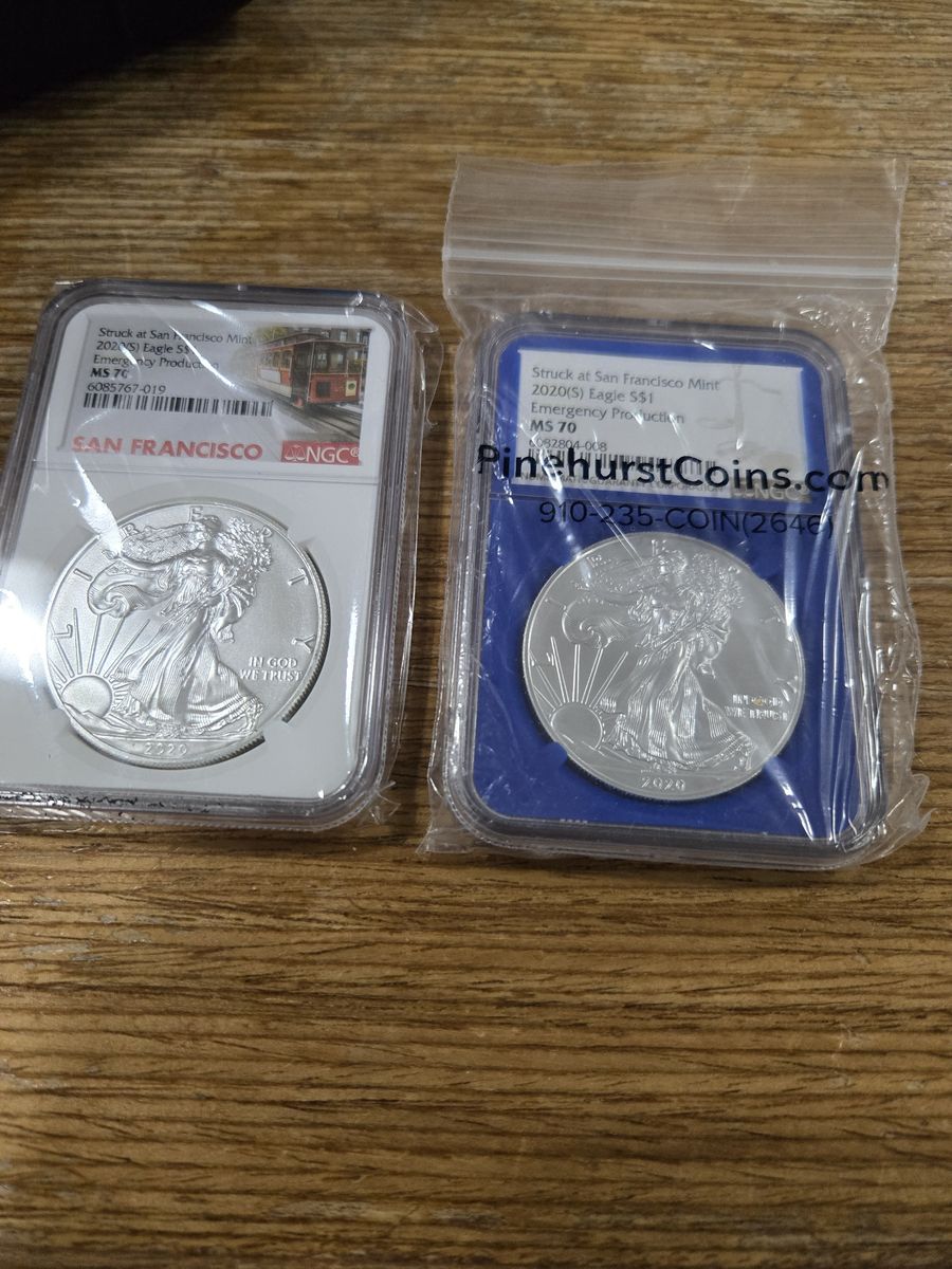 2020(S) Emergency Production ms70Mint limited edition emergency production silver eagles key date