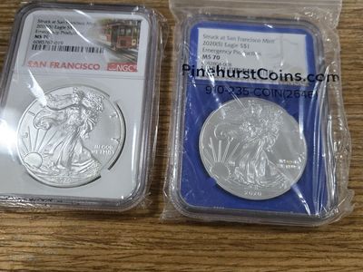 2020(S) Emergency Production ms70Mint limited edition emergency production silver eagles key date