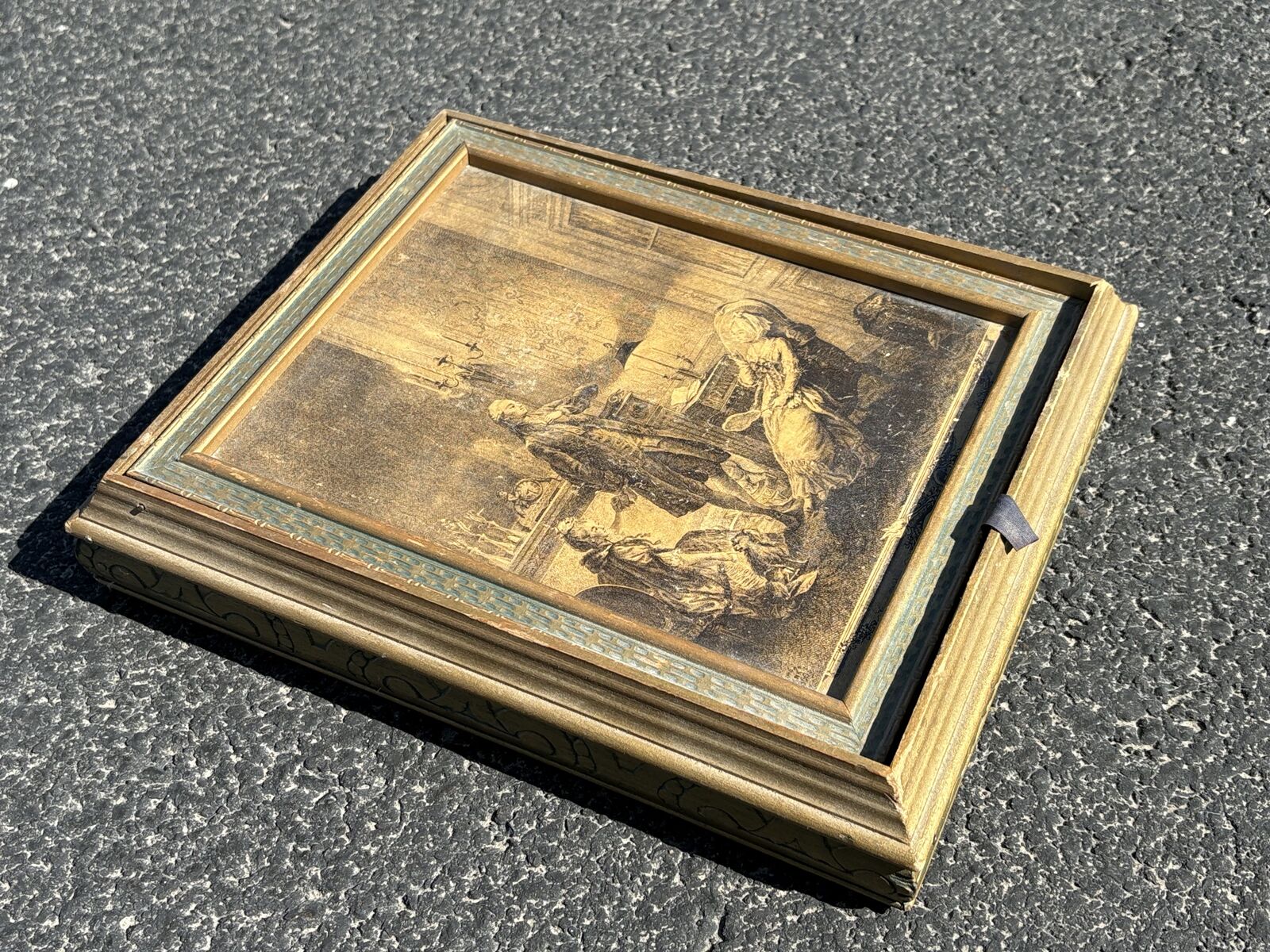 Antique Dresser Box, Wooden Victorian Carved Storage Box, Gilded Keepsake Box,  Carved Jewelry Chest, Vanity Box Vintage