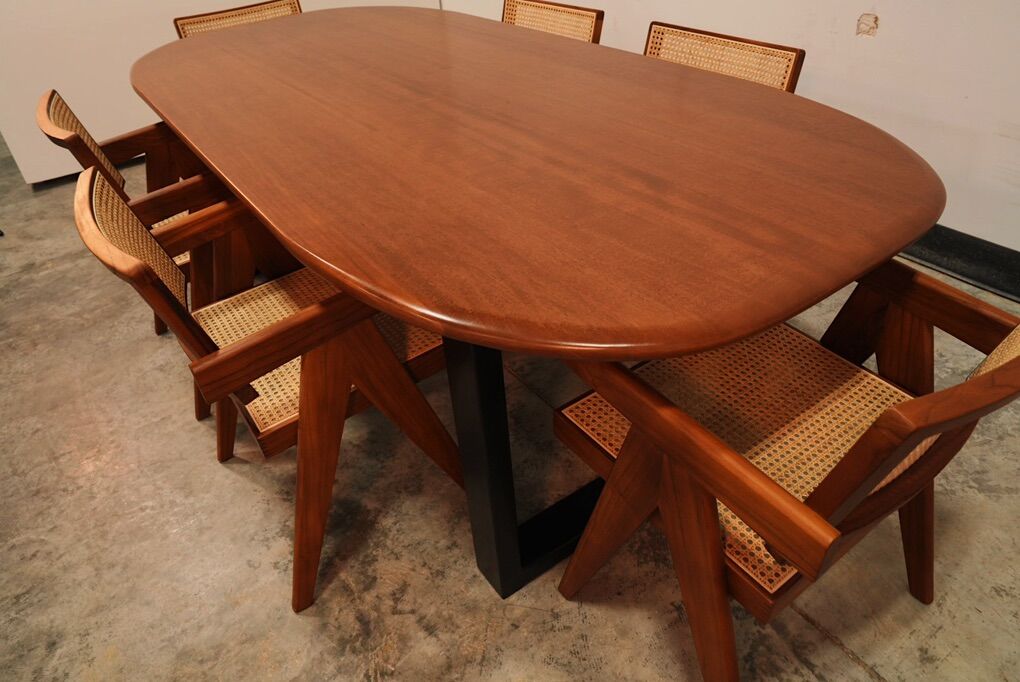 Sculpted Anigre Wood Dining Table