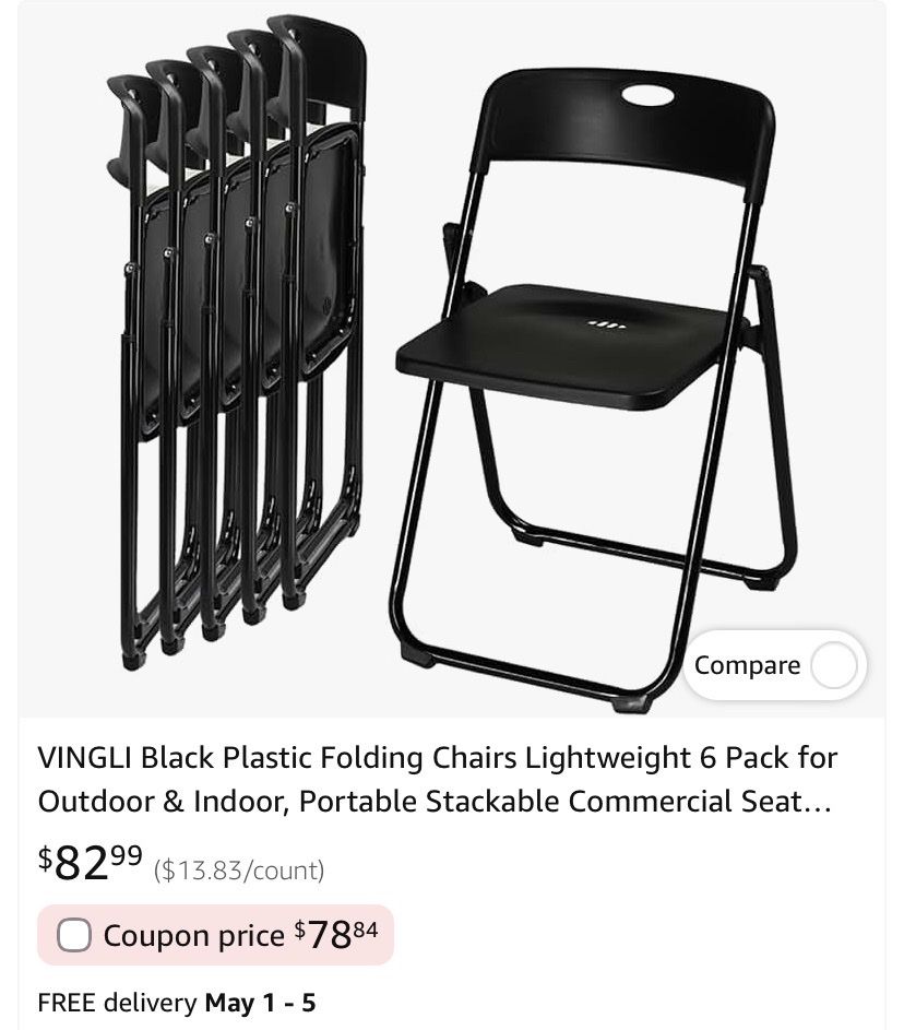 6 PACK OF FOLDING CHAIRS outdoor equipment furnitu