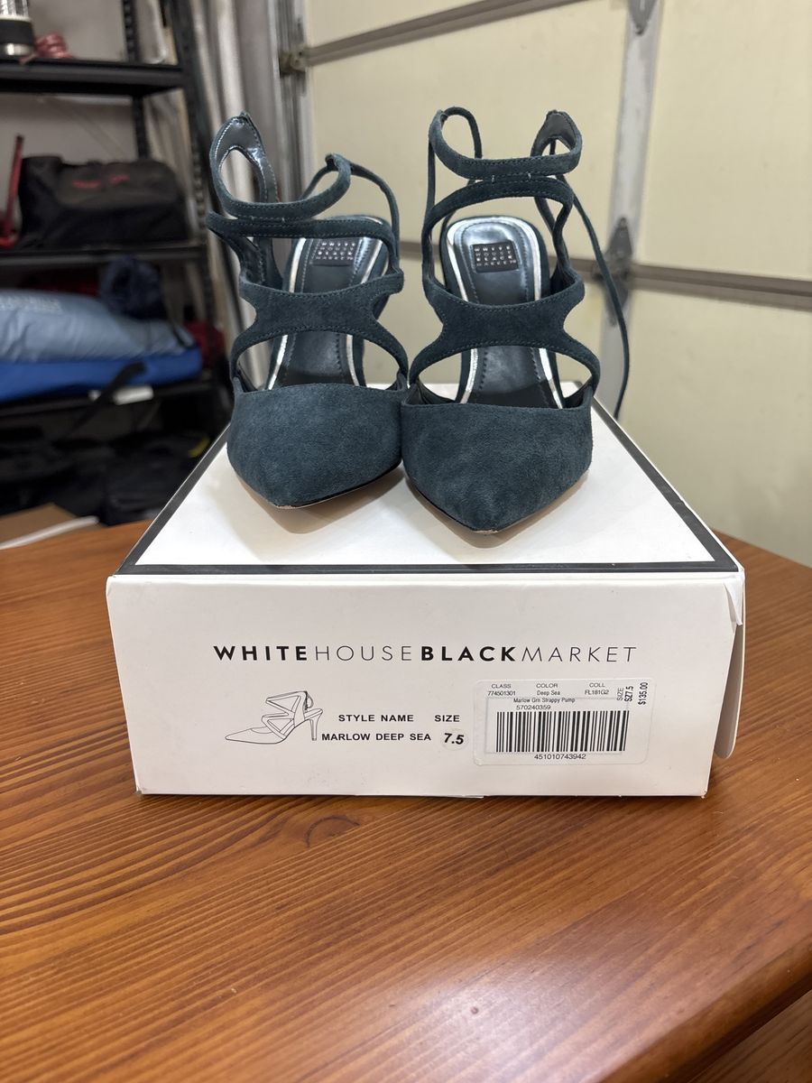 WHITE HOUSE BLACK MARKET Marlow Deep Sea Strappy Pump Heels - Size 7.5