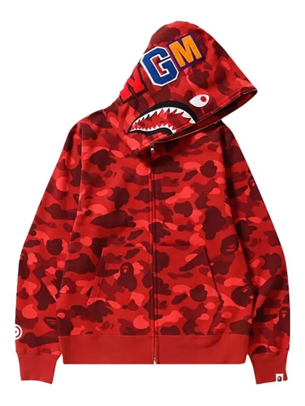 BAPE Color Camo Shark Full Zip Hoodie 'Red'