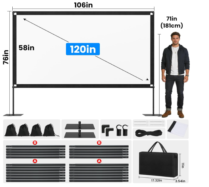 New in box 120inch Projector Screen with Stand