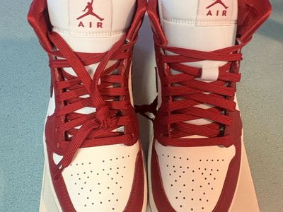 Nike Air Jordan 1 Mid Crimson Tint White Red Basketball Shoes Sneakers 7m or 8.5 woman’s
