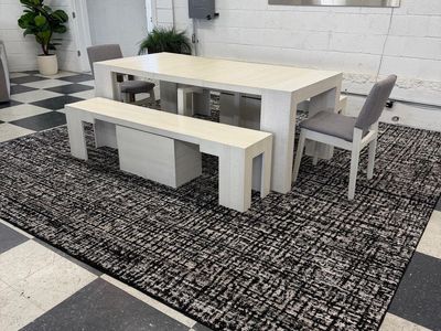 TRANSFORMER EXTENDABLE DINING TABLE W/ 2 BENCHES, 2 CHAIRS, & COFFEE TABLE, CANADIAN BIRCH COLOR!!