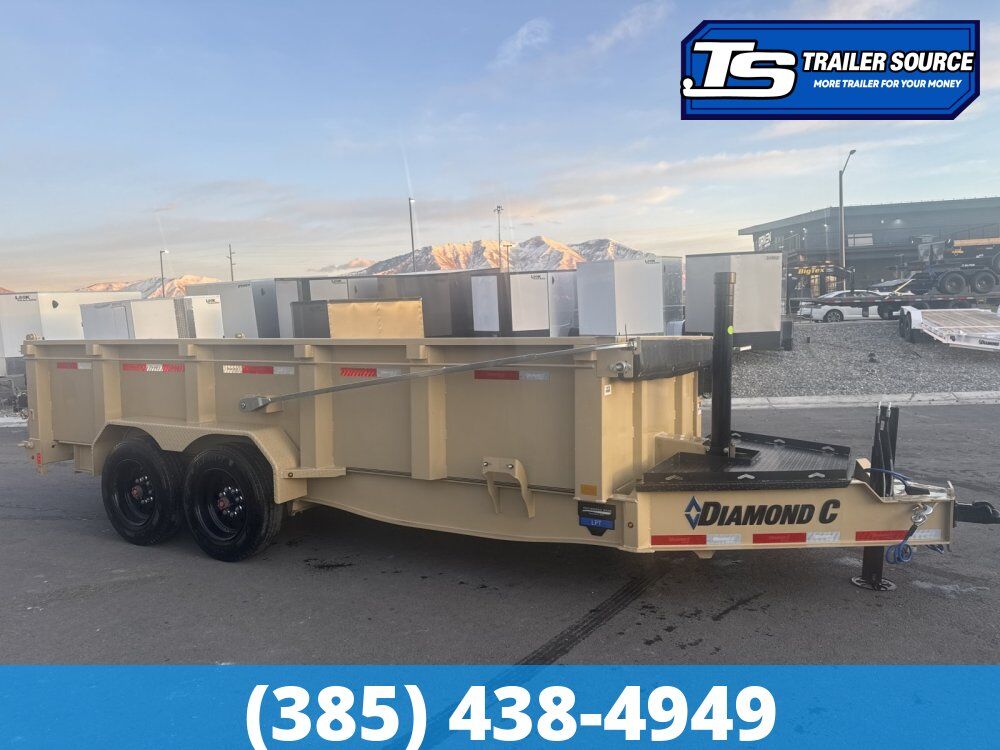 7x16 Diamond C LPT 208 Dump Trailer - 32" Sides - 18K GVWR - Electric Tarp, Hydraulic Jack(s)