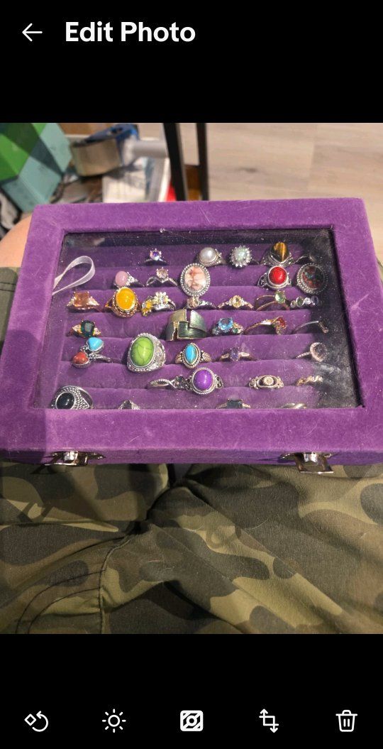 Lot of 35 Cosmetic Rings size 8 in Jewlery Box
