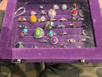 Lot of 35 Cosmetic Rings size 8 in Jewlery Box