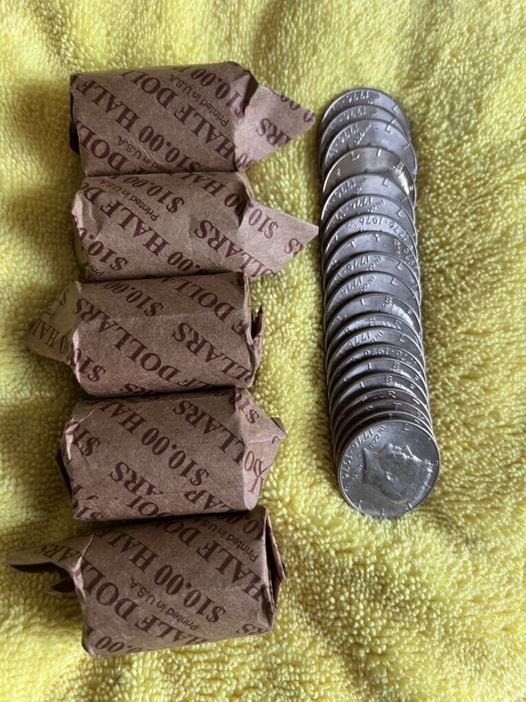 Five Rolls Of Bicentennial JFK Half Dollars