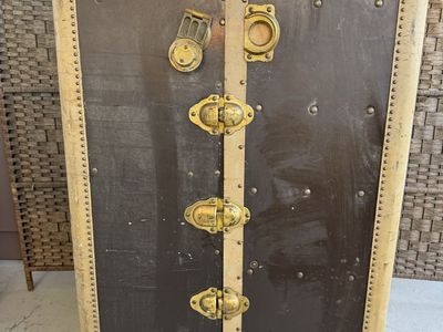 Vintage OshKosh B'Gosh Wardrobe Trunk - Antique Brass Hardware