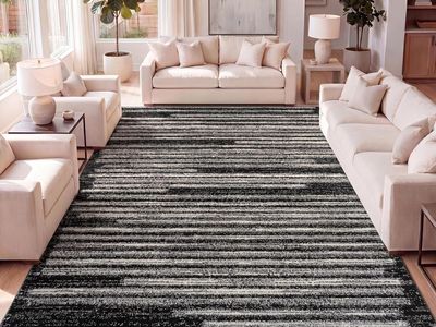 8x10 JONATHAN Y Khalil Modern Berber Stripe Black/Cream Indoor Area Rug