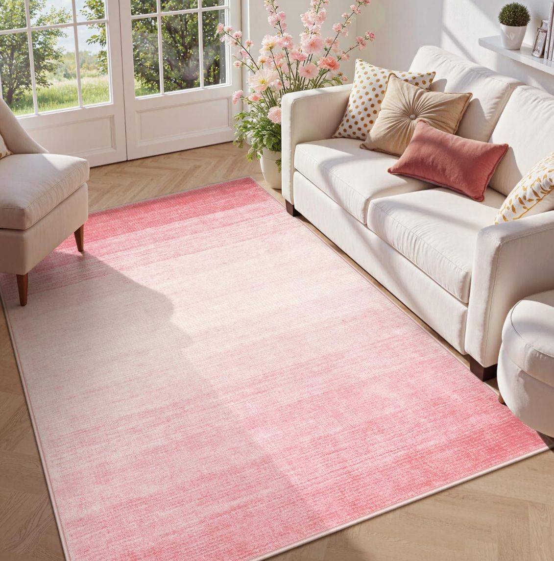 Cute Pink 4x6 Washable Rug 