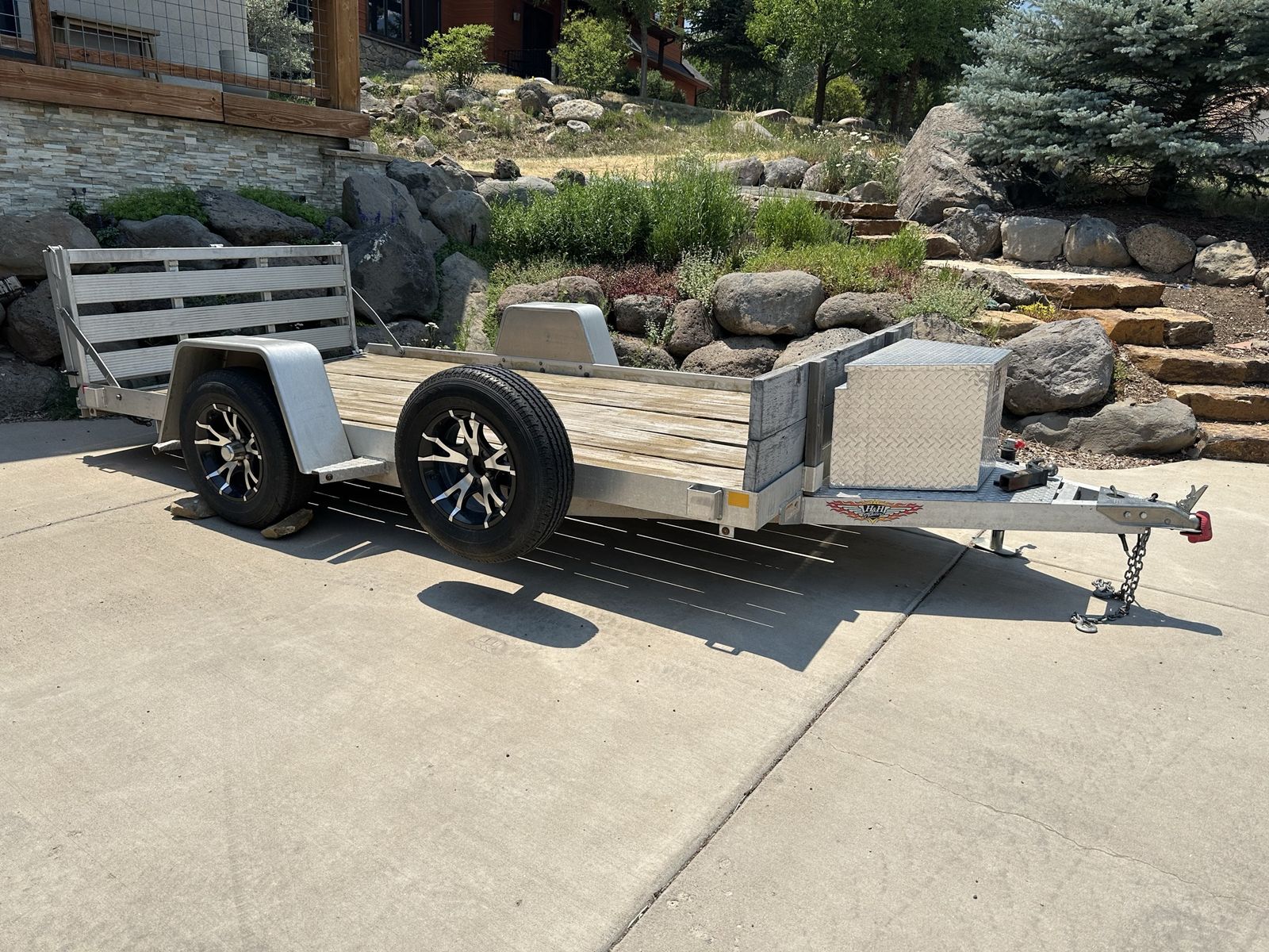 H&H 6x12 Aluminum Utility Trailer with Locking Storage Box & Folding Ramp