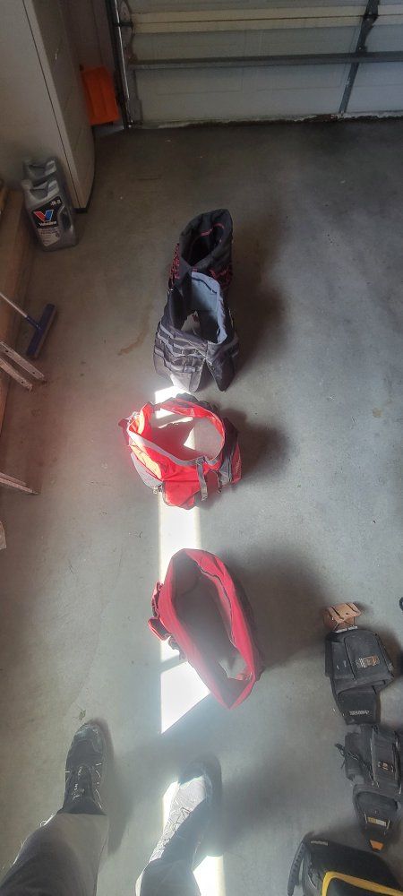 Husky, Ridgid, DeWalt Tool Bag & Pouch Lot - Red, Black, Orange Heavy Duty Storage Workwear