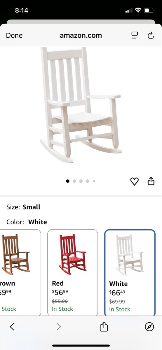 White Wooden Kids / Small Rocking Chair
