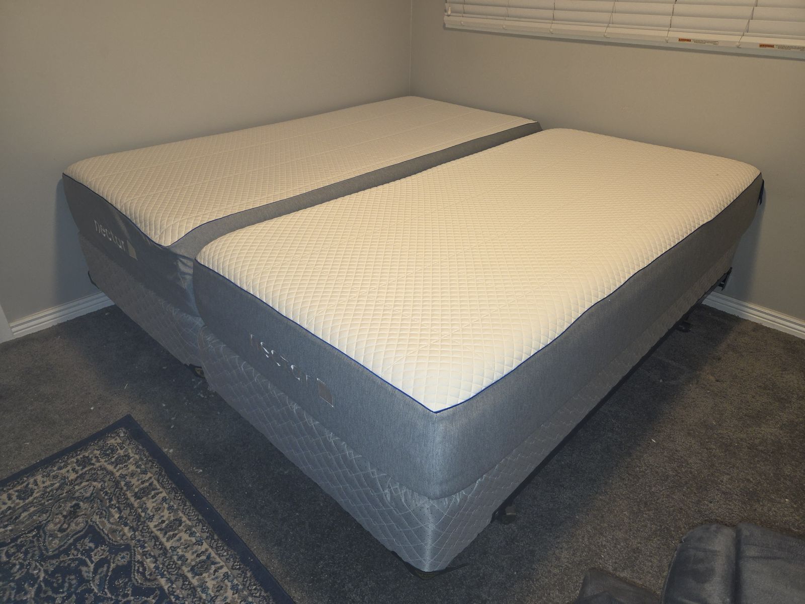 Split King Setup - Two Nectar Twin XL Mattresses + Box Springs + Metal Frames