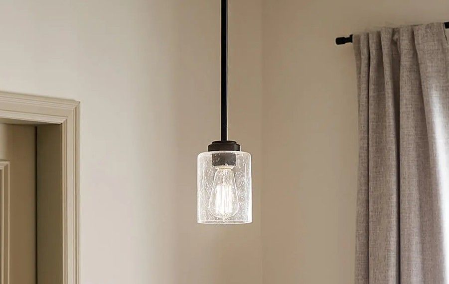 New Kichler 44032 Pendant Light Black Seeded Glass - Open box