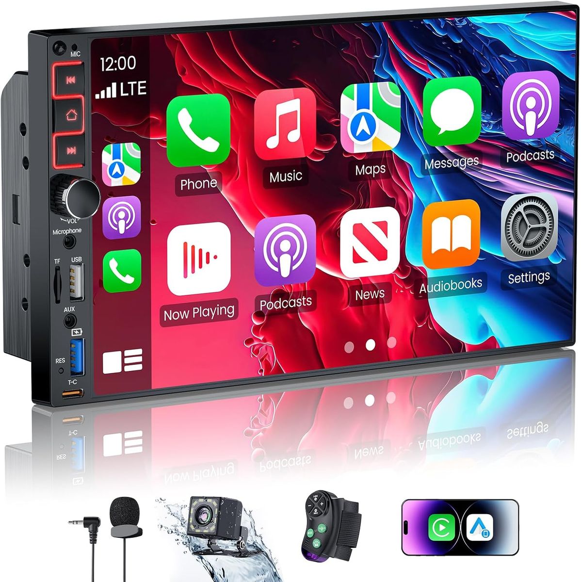 NEW Double Din Car Stereo with Wireless Apple CarPlay & Android Auto 9" QLED IPS Touchscreen Car Radio,Bluetooth 6.0,Type-C