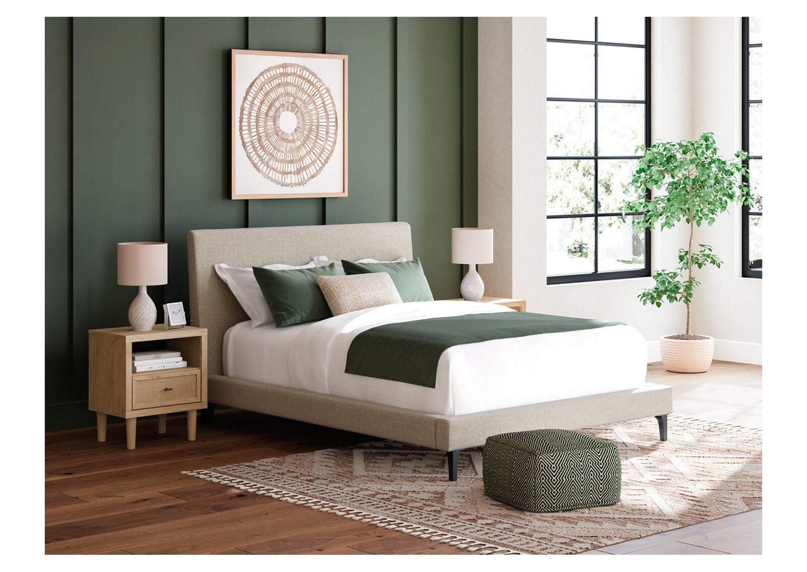 Cielden Queen Upholstered Bed with Roll Slats - Single Item - Bedroom Furniture - Action Home Furniture