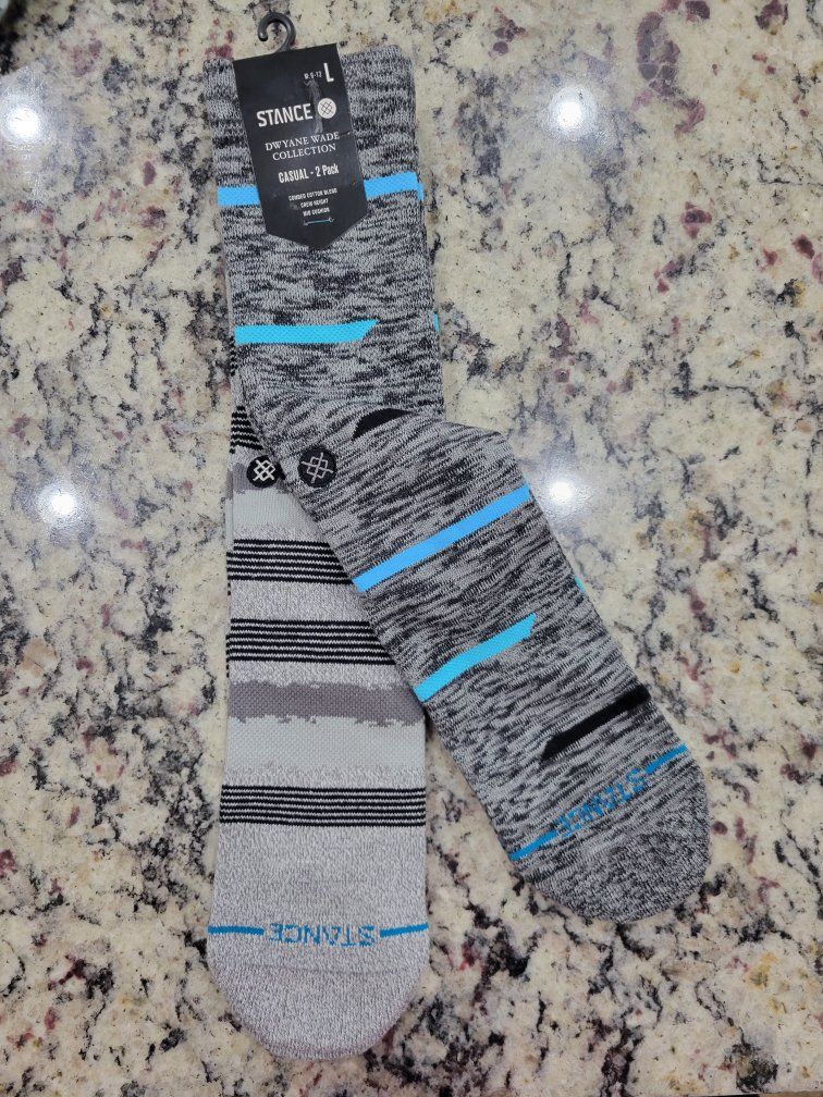 New DWAYNE WADE COLLECTION 2 Pack Stance Socks Size Large