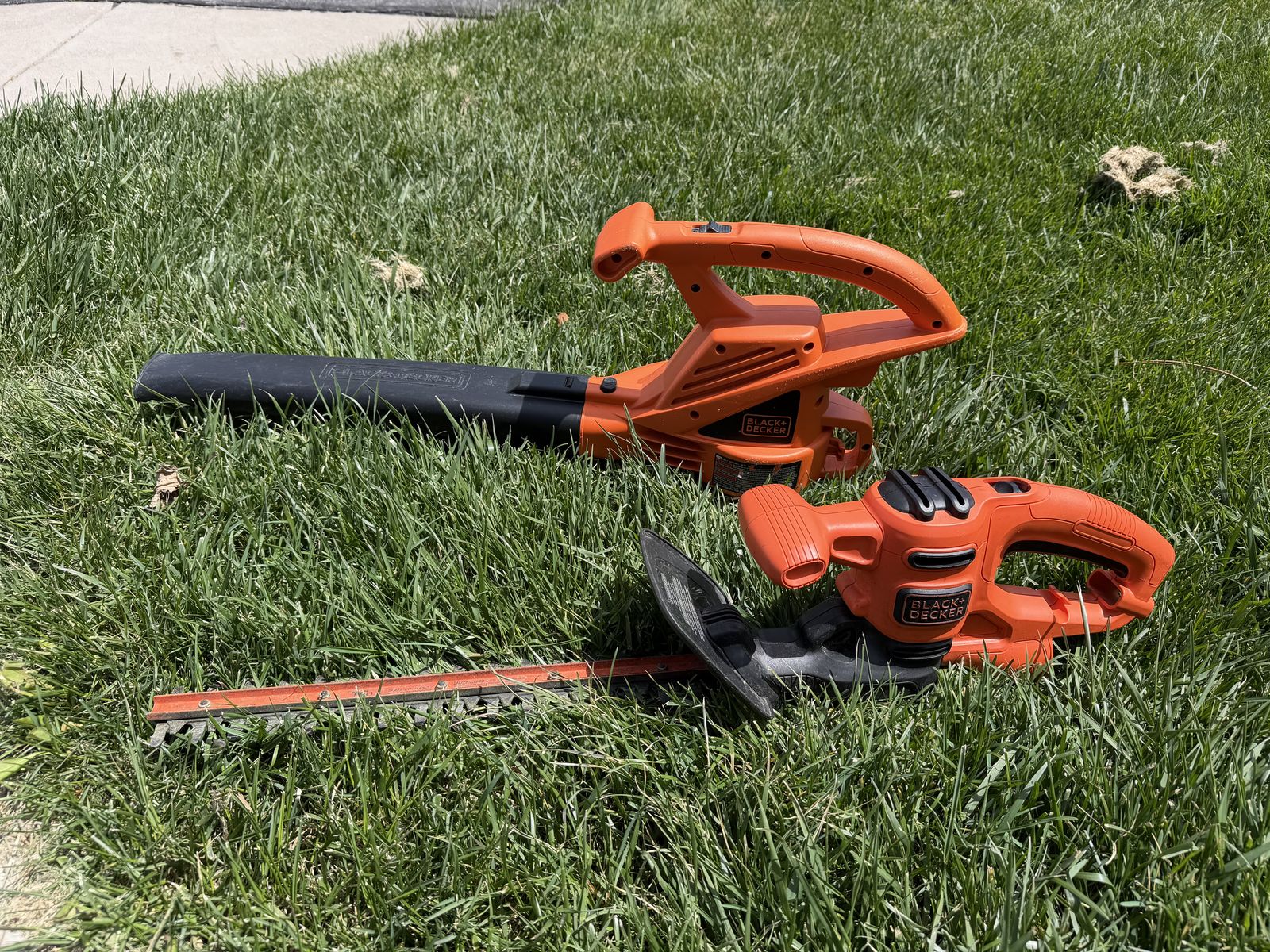 Black and Decker leaf blower and hedge trimmer